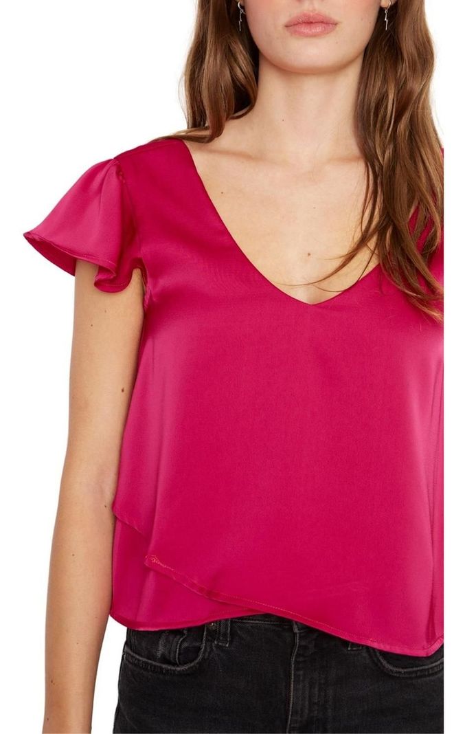 Polera Sara Manga Corta Satin Fucsia Jacinta Tienda-5