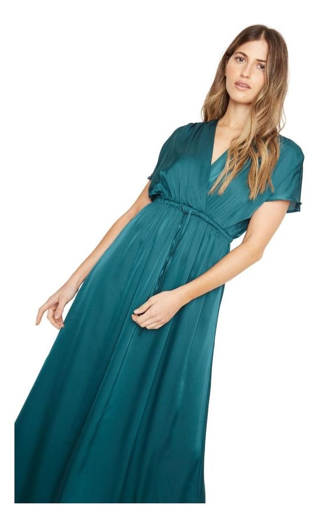 Vestido Lucila Satin Petróleo Jacinta Tienda-1