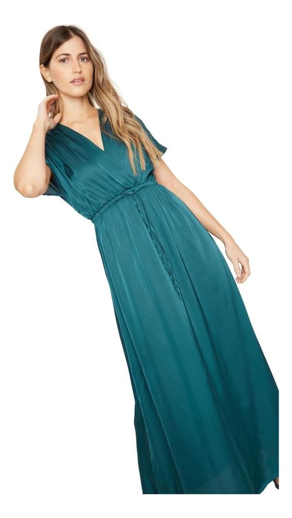 Vestido Lucila Satin Petróleo Jacinta Tienda-5