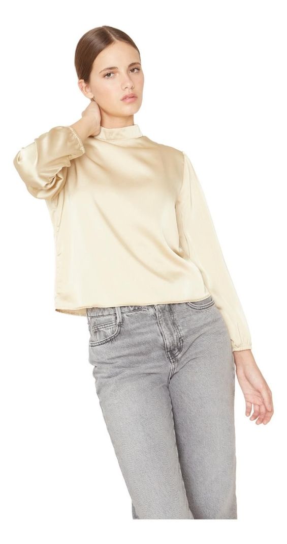 Blusa Paula Ii Satin Dorada Jacinta Tienda-3