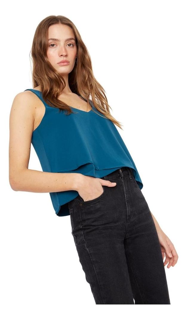 Polera Sara Sin Mangas Iii Petróleo Jacinta Tienda-0