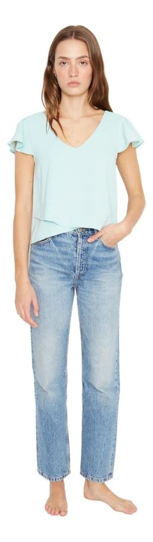 Polera Sara Manga Corta Iii Celeste Jacinta Tienda-1