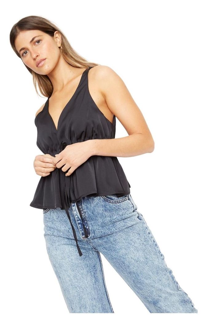 Polera Sofía Satin Negra Jacinta Tienda-1