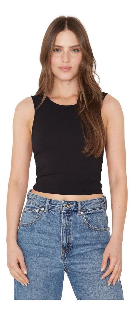 Polera Gracia Crop Con Lazo Negra Jacinta Tienda-1