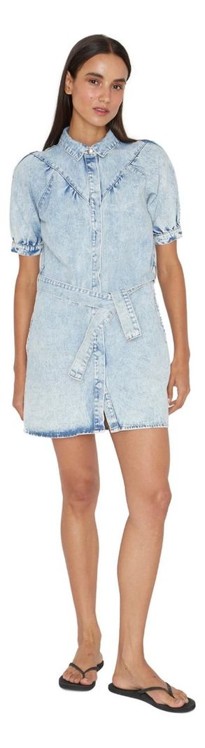 Vestido Denim Manga Corta Azul Jacinta Tienda-2