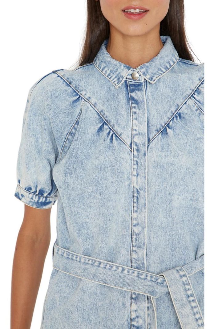 Vestido Denim Manga Corta Azul Jacinta Tienda-5