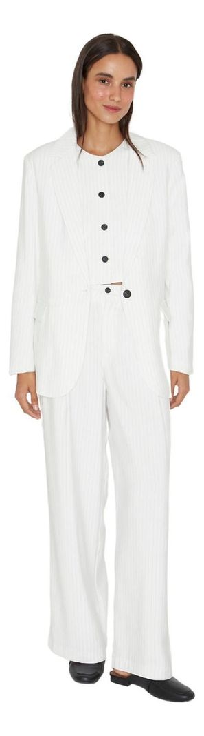 Blazer Oxford Rayas Blanco Jacinta Tienda-0