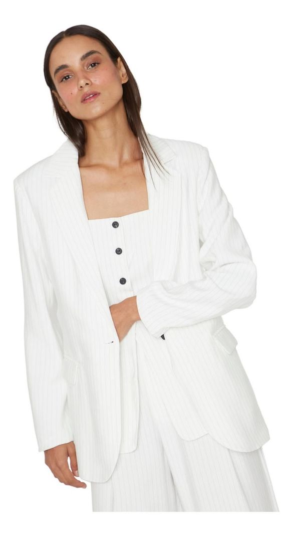 Blazer Oxford Rayas Blanco Jacinta Tienda-2