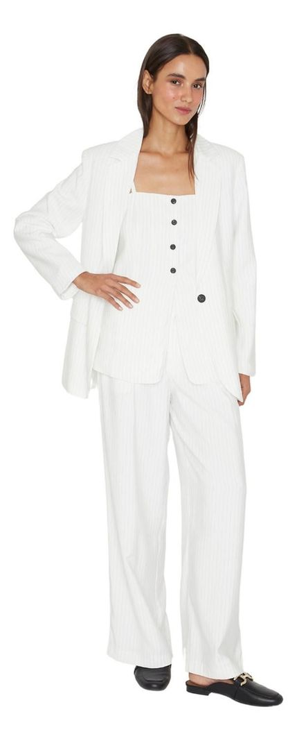 Blazer Oxford Rayas Blanco Jacinta Tienda-3