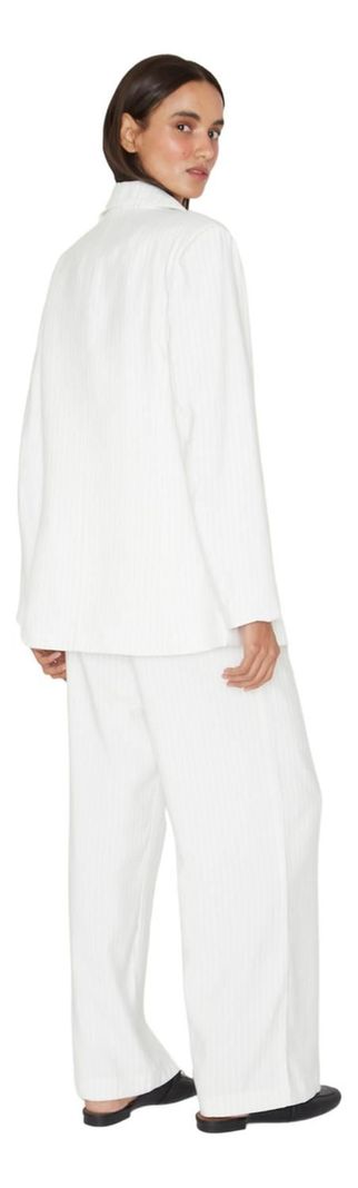 Blazer Oxford Rayas Blanco Jacinta Tienda-5
