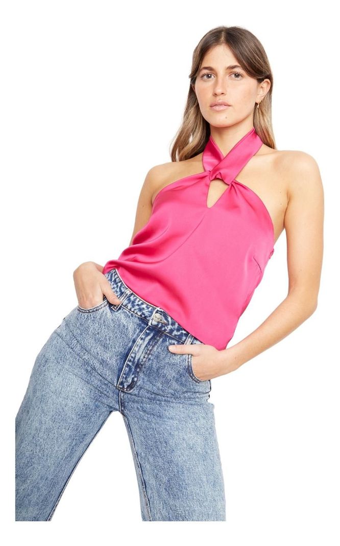 Blusa Elisa Satin Fucsia Jacinta Tienda-1