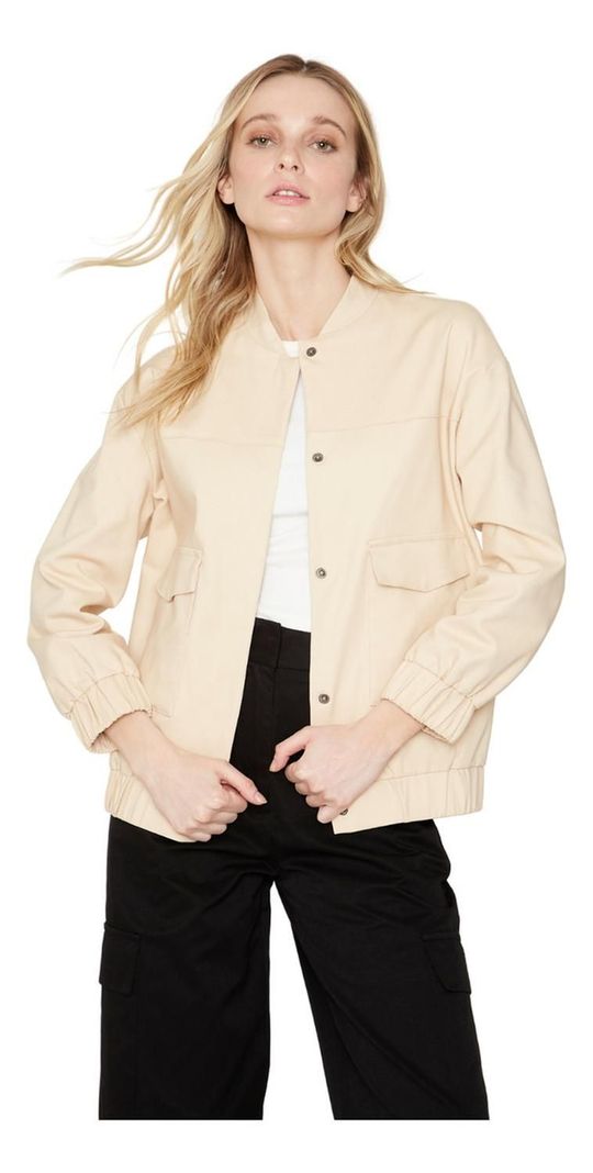 Chaqueta Bomber Manga Larga Crudo Jacinta Tienda-0