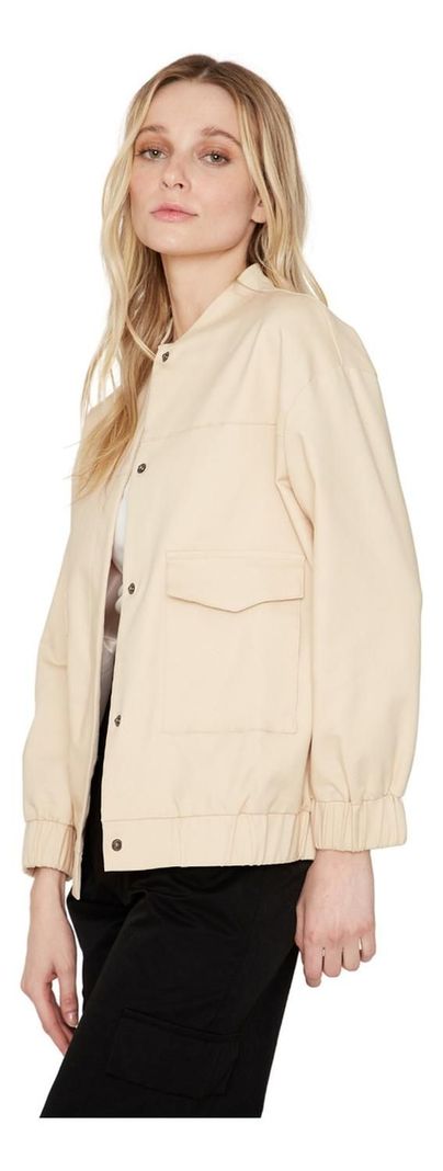 Chaqueta Bomber Manga Larga Crudo Jacinta Tienda-1