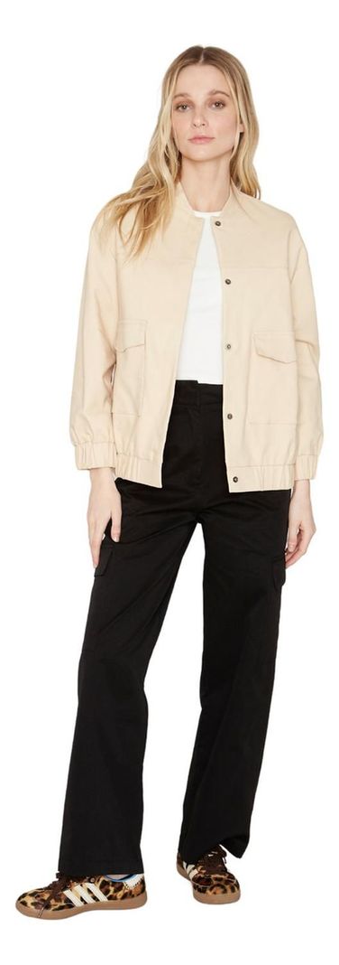 Chaqueta Bomber Manga Larga Crudo Jacinta Tienda-3