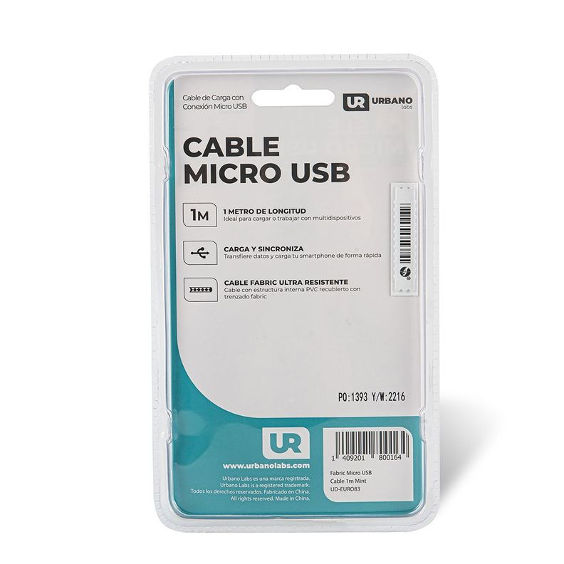 Cable Micro USB 1 Metro Menta Urbano Labs-3