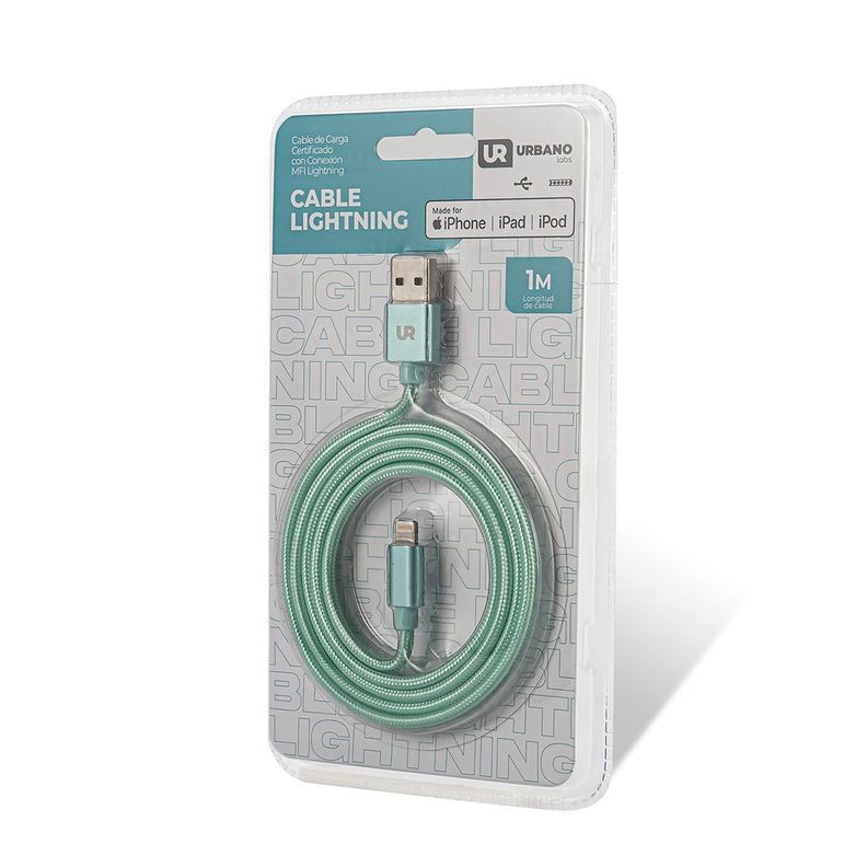 Cable Iphone Lightning Certificado 1 Metro Menta Urbano Labs-5