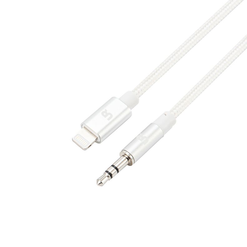 Cable Audio Auxiliar a Lightning Blanco 1 Metro Urbano Labs-1