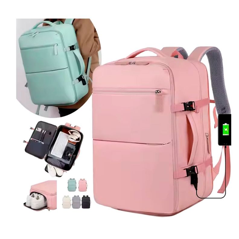 Mochila De Viaje Cabina Avión Original Viral TikTok 40L - Impermeable, Unisex, Con USB y Compartimen-5