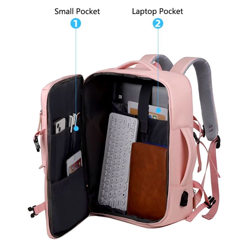 Mochila De Viaje Cabina Avión Original Viral TikTok 40L - Impermeable, Unisex, Con USB y Compartimen-6