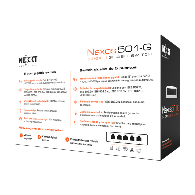 Switch de escritorio Nexxt Solutions 5 puertos NSW-N501G-7