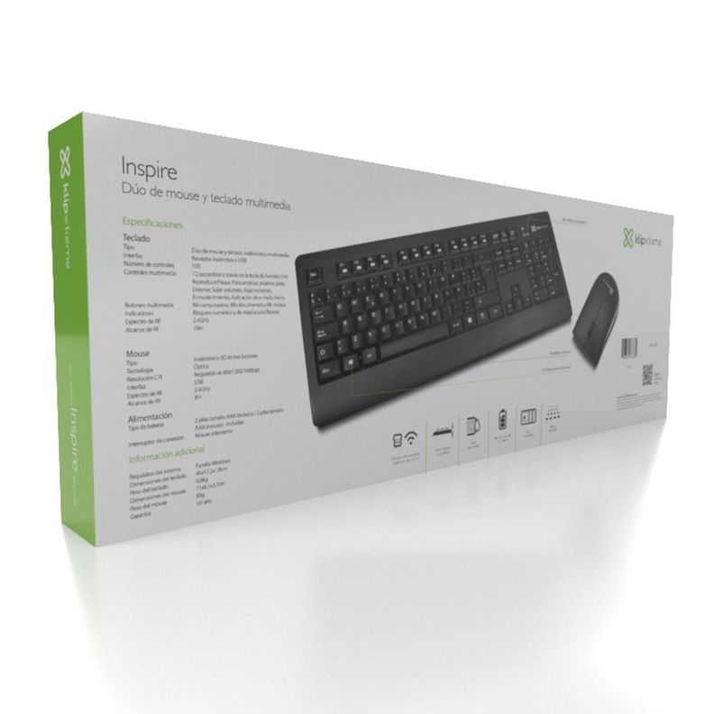 Kit Teclado y Mouse Inspire RF inalámbrico QWERTY Negro-7