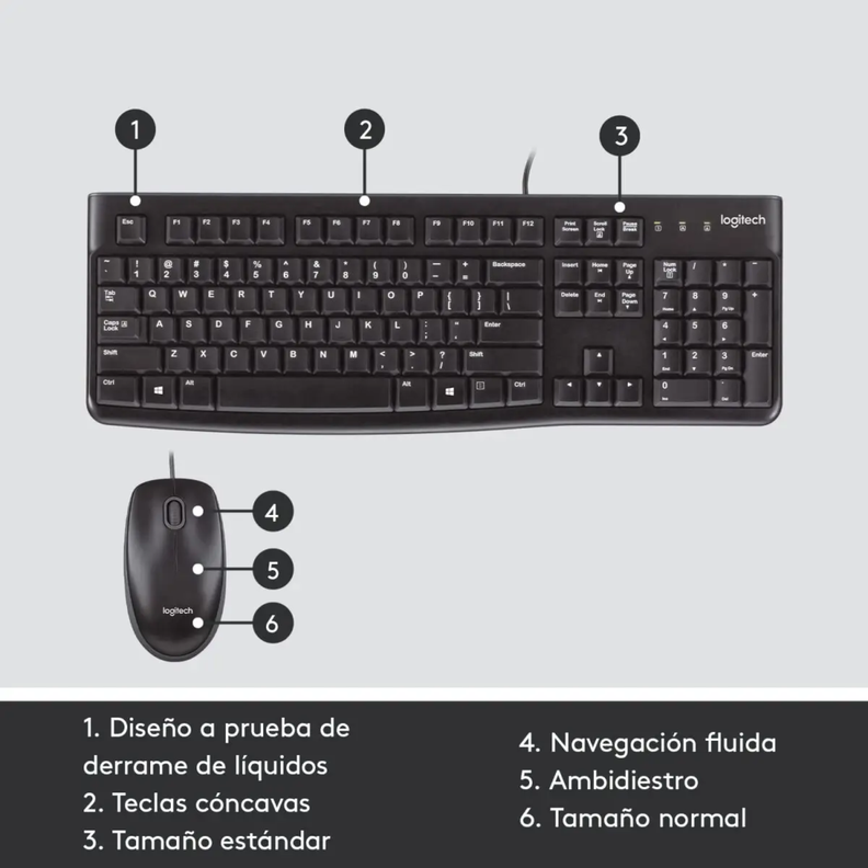 Combo de Teclado y Mouse MK120 USB Negro-5