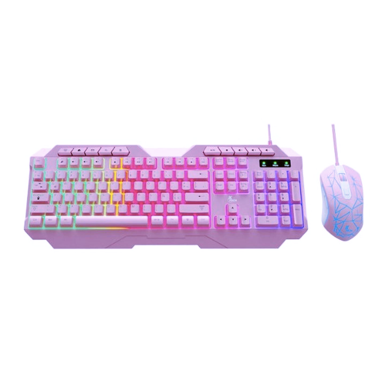 Kit Teclado y Mouse Xtech XTK-540S USB QWERTY Español Rosa-0