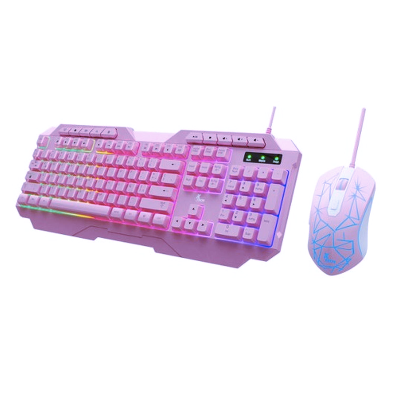 Kit Teclado y Mouse Xtech XTK-540S USB QWERTY Español Rosa-1