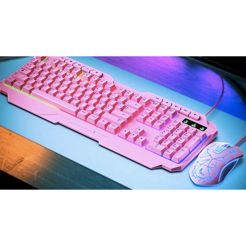 Kit Teclado y Mouse Xtech XTK-540S USB QWERTY Español Rosa-3