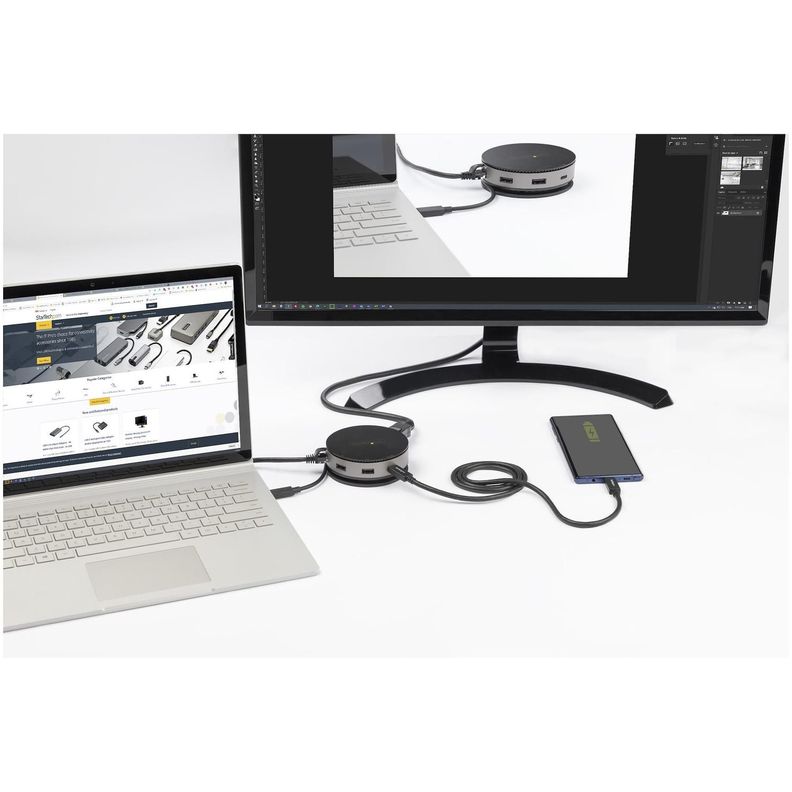 Docking Station Portátil HDMI 4K DP VGA GbE 3 puertos USB-3