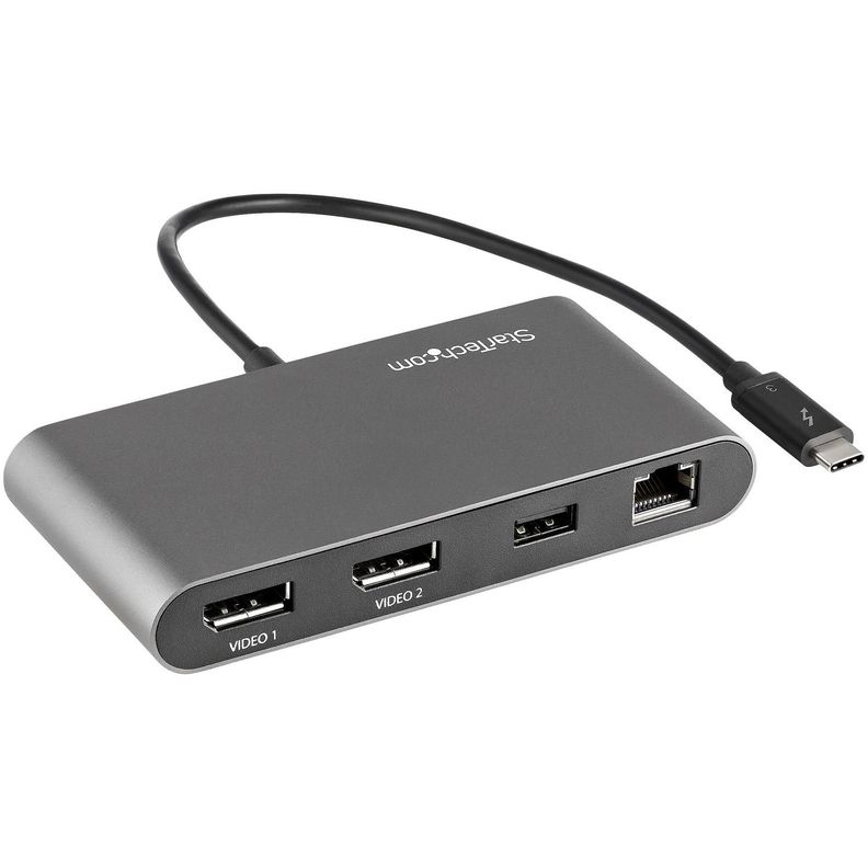 Mini Docking Station Portátil para 2 Monitores con DP 4K USB-A GbE-0