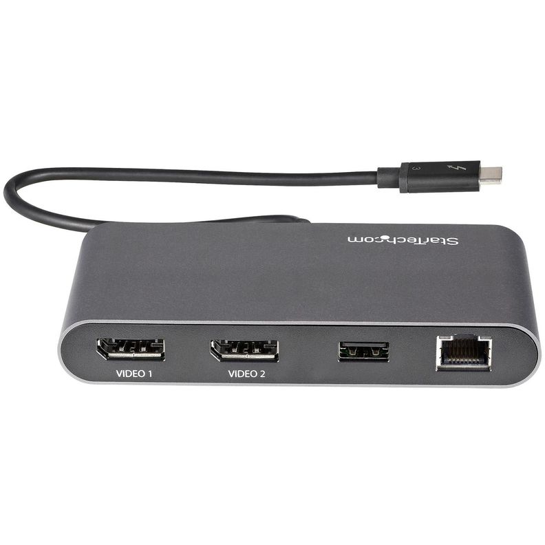 Mini Docking Station Portátil para 2 Monitores con DP 4K USB-A GbE-3