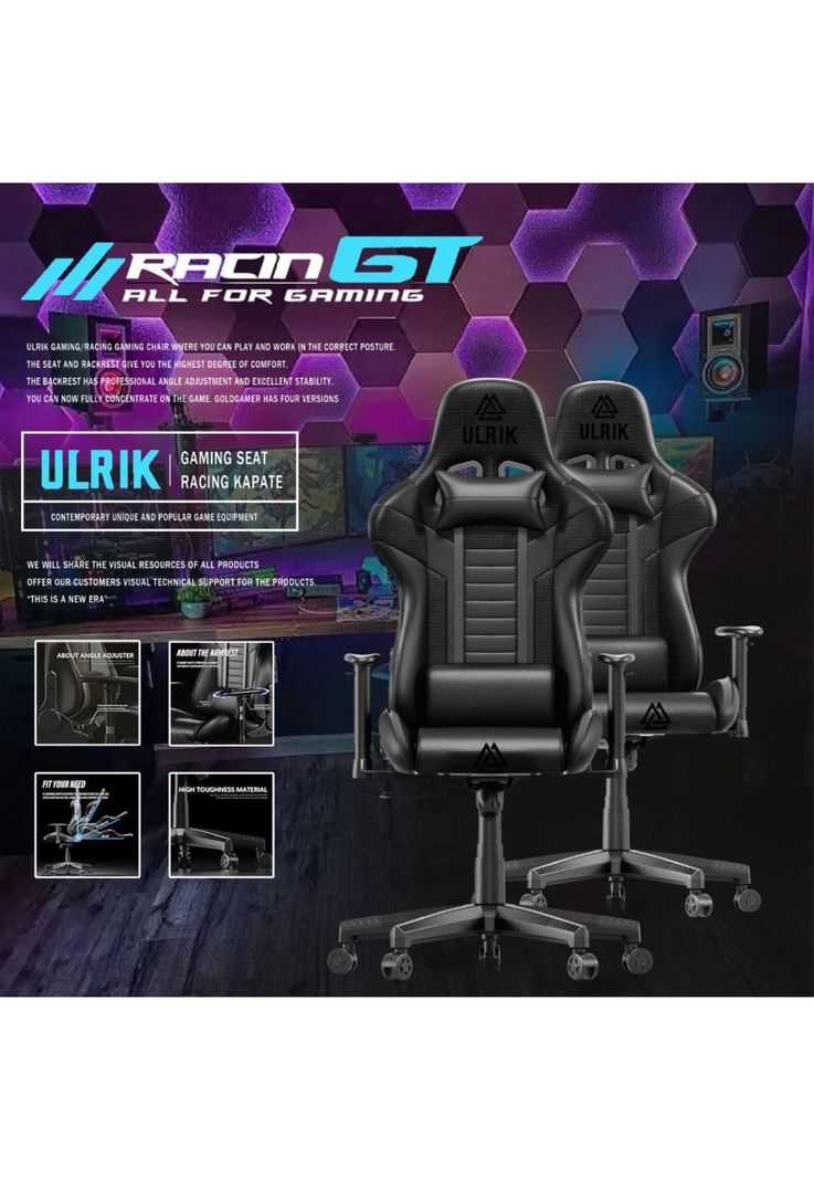 Silla Gamer de oficina Negra Profesional Ulrik Dark-2