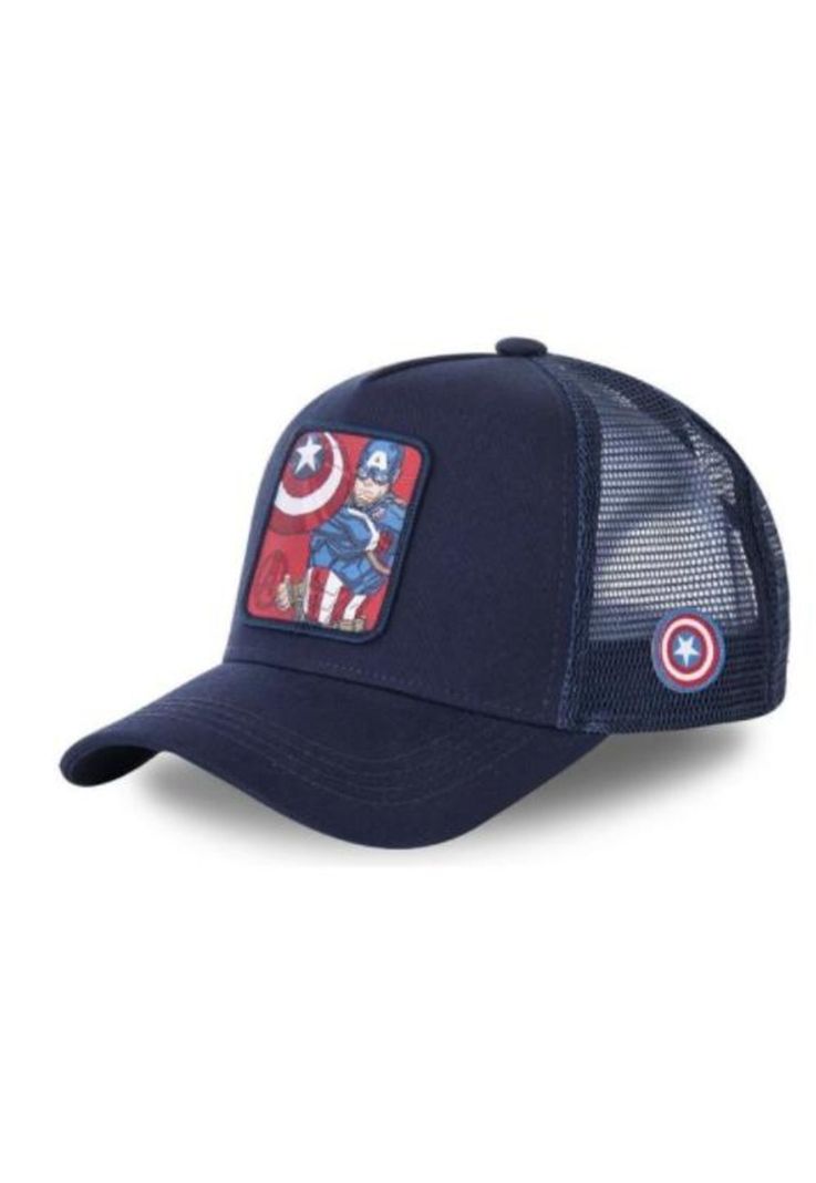 Gorro-jockey Visera Curva con Malla Diseño Capitán América-0