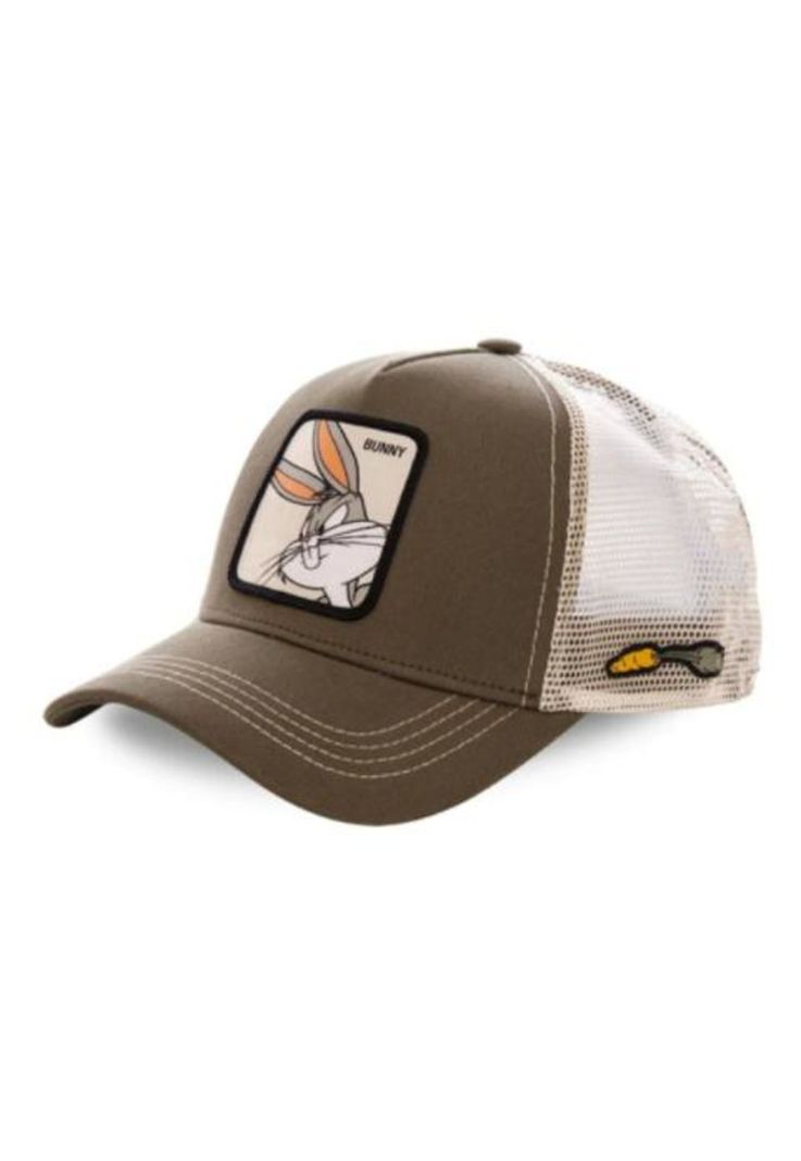 Gorro-jockey Visera Curva con Malla Diseño Bugs Bunny Café-0