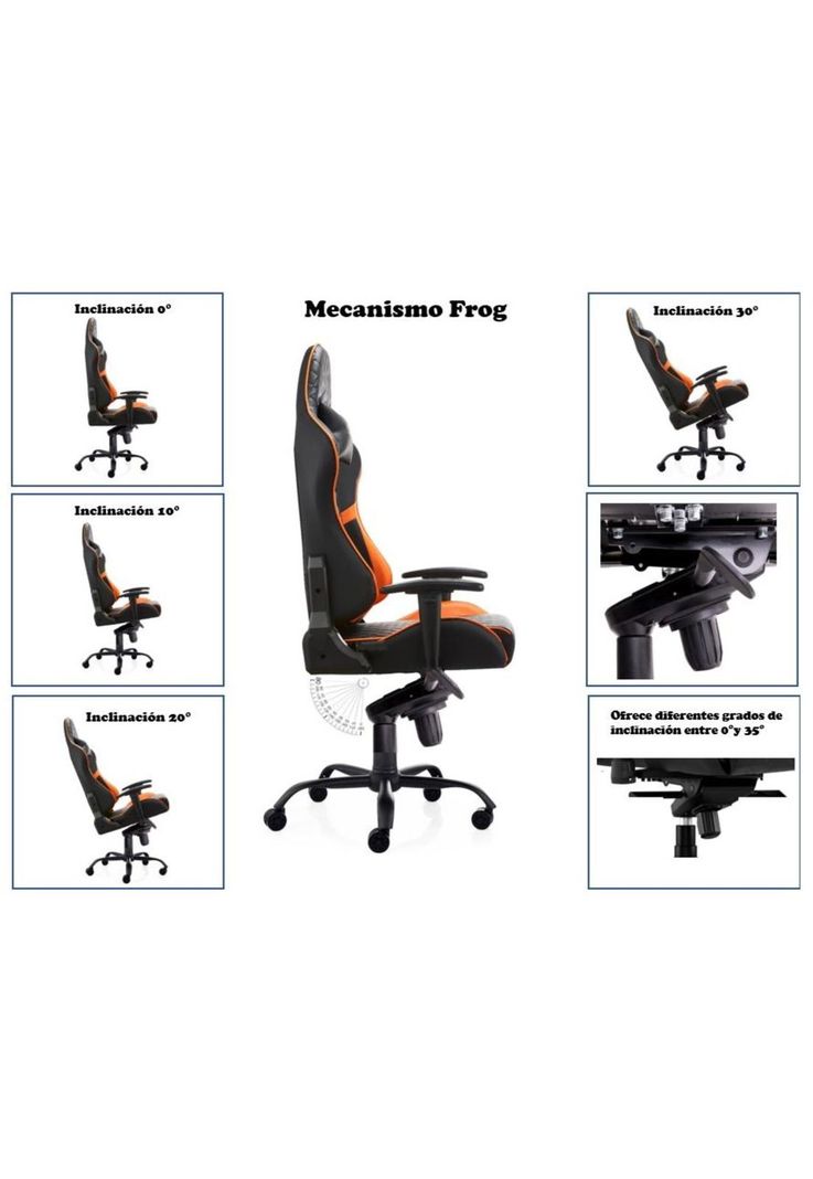 Silla Gamer de oficina Profesional Ulrik Pro XL Iron 4D Naranjo-3