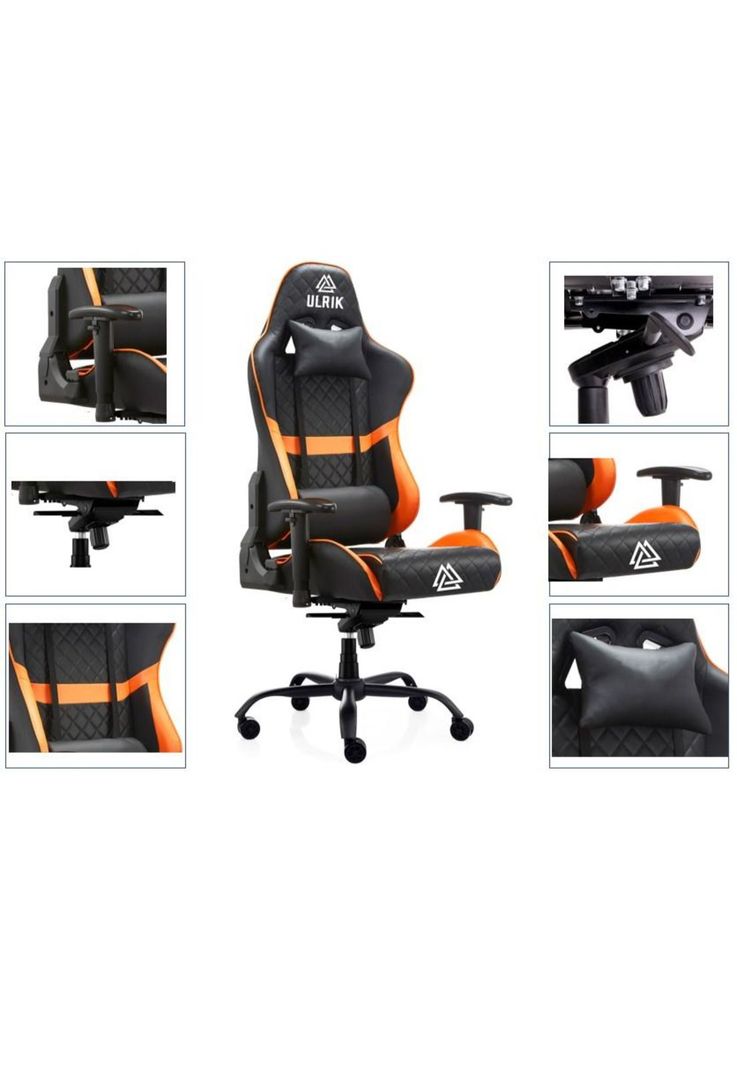 Silla Gamer de oficina Profesional Ulrik Pro XL Iron 4D Naranjo-4