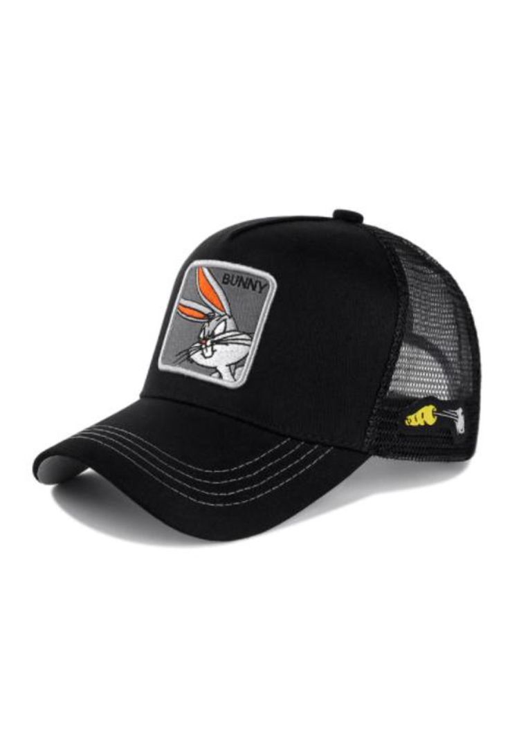 Gorro-jockey Visera Curva con Malla Diseño Bugs Bunny Negro-0