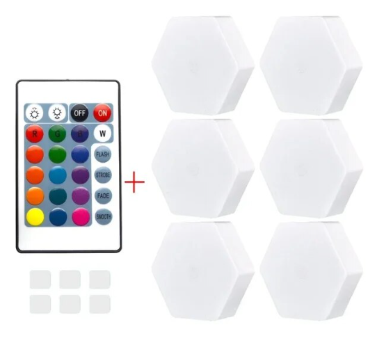 Lampara De Pared Hexagonal Con Sensor Tactil/Control Remoto-0