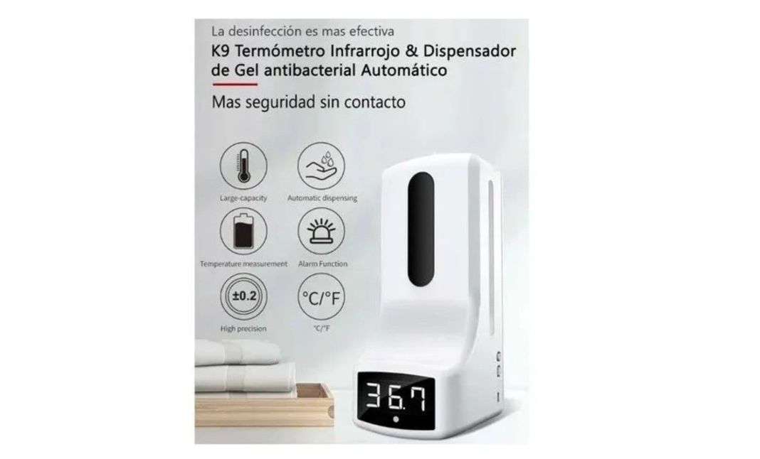 Termómetro Y Dispensador De Alcohol Gel Infrarrojo Digital -2