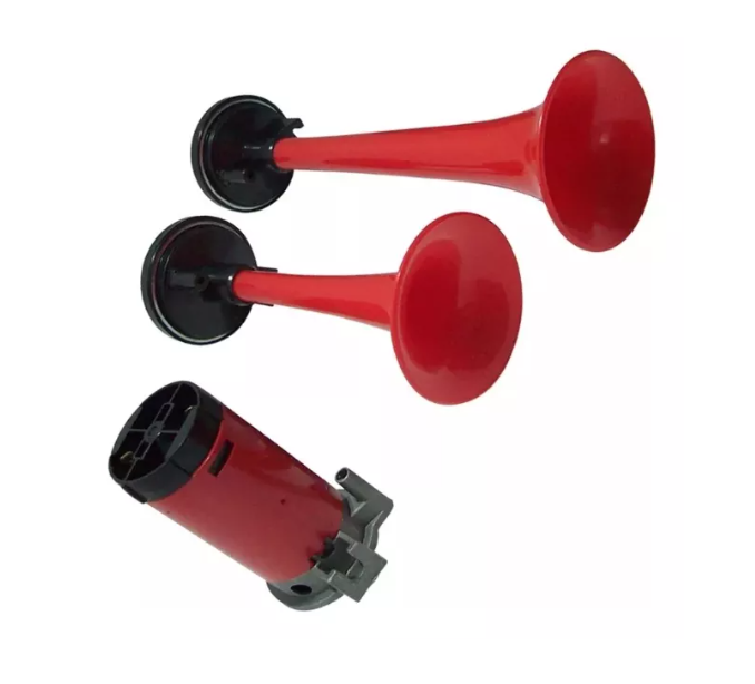 Doble Bocina Electrica Trompeta Aire Cromada Auto Camion 12v-1