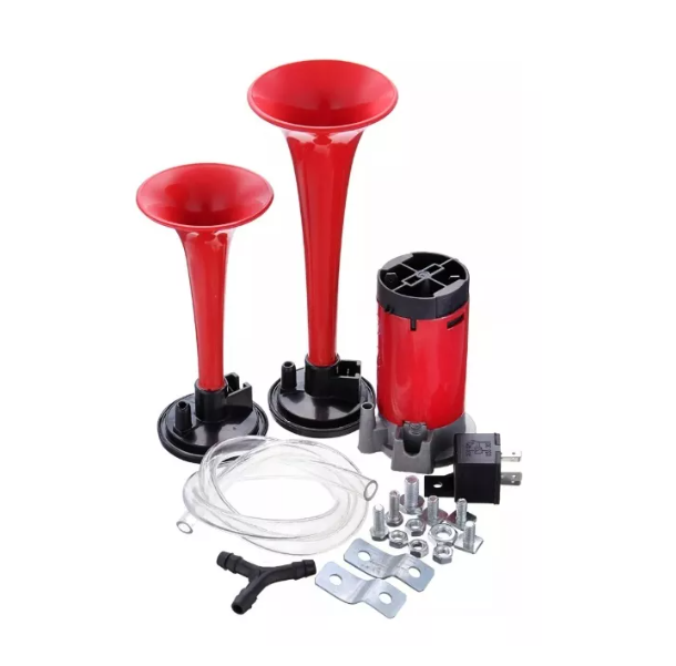 Doble Bocina Electrica Trompeta Aire Cromada Auto Camion 12v-2