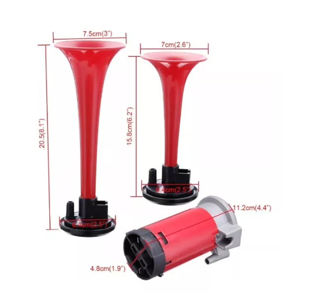 Doble Bocina Electrica Trompeta Aire Cromada Auto Camion 12v-3
