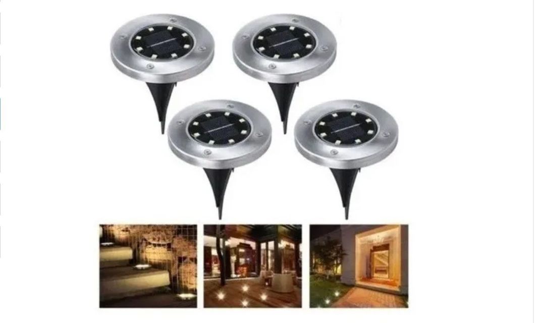 Pack 4 Foco Led Solar Exterior Estaca Jardin 8 Led-3