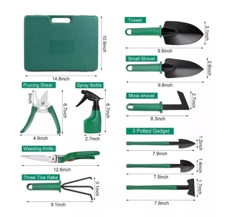 Kit Herramientas Jardinería Acero Rastrillo Tijera Podar-1