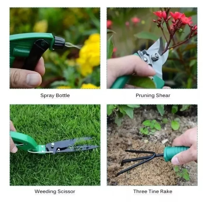 Kit Herramientas Jardinería Acero Rastrillo Tijera Podar-2