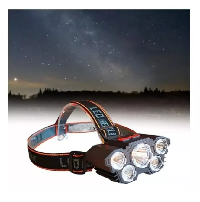 Linterna Frontal 5 Led Impermeable Recargable Por Usb Luz-2