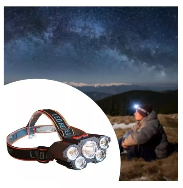 Linterna Frontal 5 Led Impermeable Recargable Por Usb Luz-3