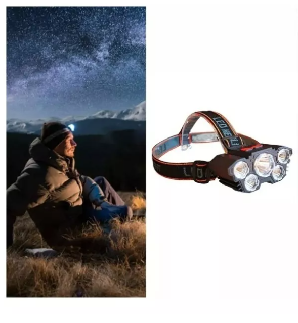 Linterna Frontal 5 Led Impermeable Recargable Por Usb Luz-4