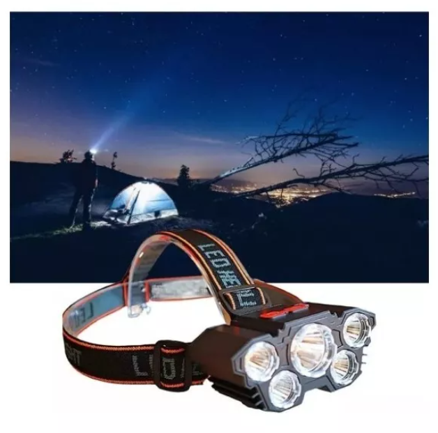 Linterna Frontal 5 Led Impermeable Recargable Por Usb Luz-5